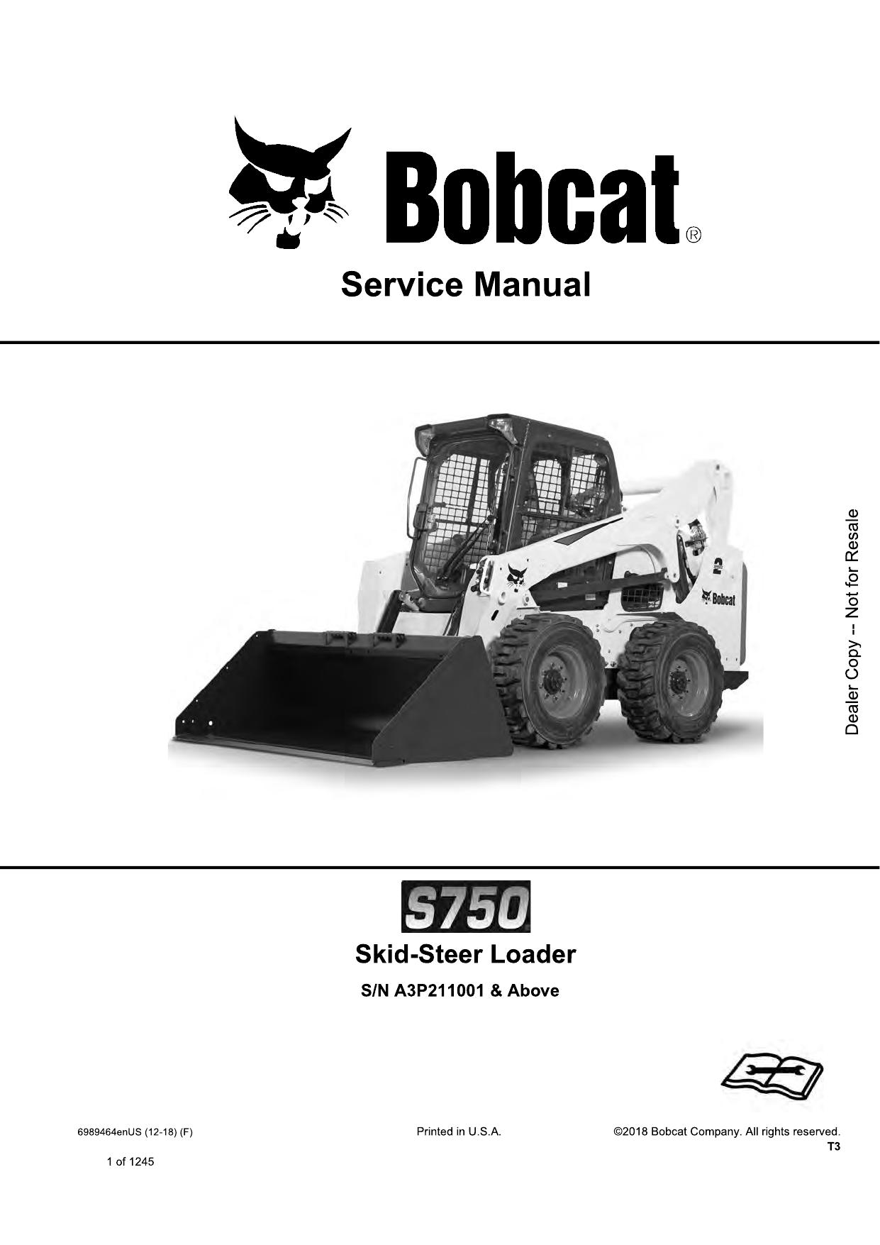 S750 Skid-Steer Loader Service Manual Bobcat